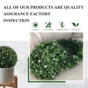 Faux Topiary Boxwood Plant  Artificial Boxwood Topiary Plant Balls for Indoor & Outdoor Decorations, UV Resistant Decorative Boxwood Garden Spheres for Backyard Porch & Balcony Decor