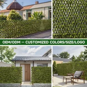 Outdoor Expandable Durable Single Sided Artificial Ivy Trellis Hedge Fence UV Certified Green Wall Home Balcony Patio Weddings