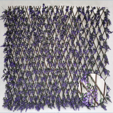 Artificial Grass Rug - Expanding PE laurel leaf willow trellis plastic leaf fence Vertical Expandable Faux Ivy Privacy Fence garden decrative hedges – Deyuan detail pictures