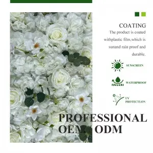 White Flower Wall Backdrop  Artificial Flower Wall Panel Floral Backdrop Decoration Rose Wall for Bridal Shower Wedding Anniversary Birthday Party