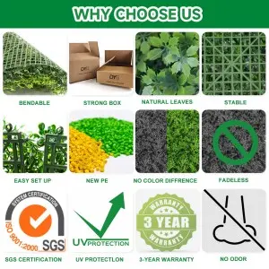 Artificial Plant Wall Vertical Garden Plastic Plant 20inch Hedge Wall Boxwood Hedge Panel Home Decoration