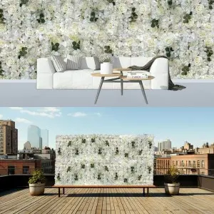 White Flower Wall Backdrop  Artificial Flower Wall Panel Floral Backdrop Decoration Rose Wall for Bridal Shower Wedding Anniversary Birthday Party