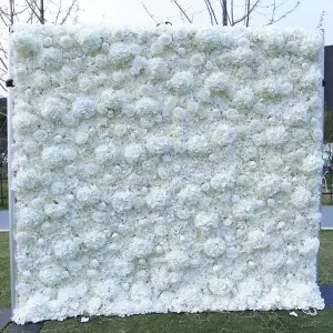 Summer flowers wall artificial white rose 3d hydrangea flower wall backdrop for wedding event stage decoration