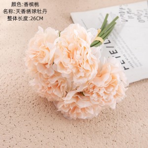 Factory Wholesale Green Hydrangea Peony Bouquet Artificial Flower Home Decoration Wedding Bouquet Faux Flowers