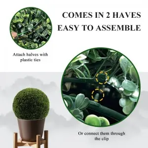2 PCS 16.2 Inch Boxwood Balls ,4 Layers Artificial Plant Topiary Ball, UV Resistant Artificial Topiary Ball for Outdoor/Indoor, Front Porch, Wedding, Christmas Décor