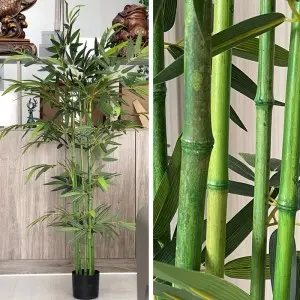 Artificial Bamboo Tree Potted 150cm UV Resistant Indoor/Outdoor Faux Plant for Hotel Lobby Decoration Wholesale
