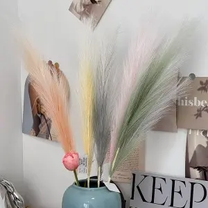 Faux Pampas Grass Decor 32”/80cm Tall Artificial Large Pompous Pompas Floral Fluffy Fake Plants Floor Vase Filler for Wedding Kitchen Home Boho Decorations