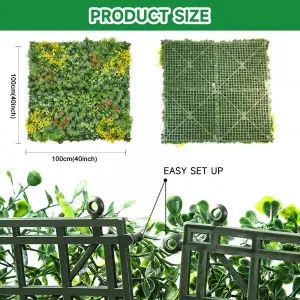 Home Wedding Indoor Faux Tropical Foliage Boxwood Hedges Vertical Artificial Silk Plastic Green Grass Plant Wall Decor