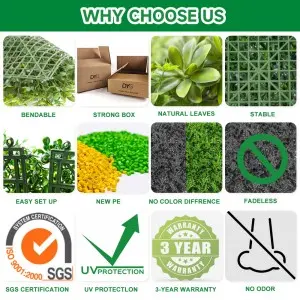 Artificial Boxwood Hedge Vertical Garden Plastic Plant Hedge Wall 50cm*50 cm &1M*1M Boxwood Hedge Panel Home Decoration