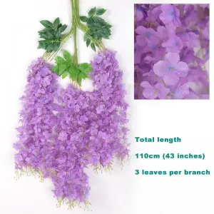 45 inch /3.7ft Wisteria Artificial Flower Bushy Silk Vine Ratta Hanging Garland Decoration Wisteria Flowers