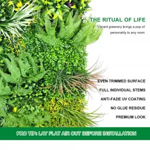 vegetal artificial Uv-resistant plant wall indoor and outdoor Decor panel Artificial foliage green grass wall 100*100cm