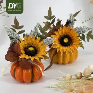 Factory Direct Artificial Pumpkin Potted Flowers for Halloween Thanksgiving Parties Home Decorations Fall Simulation Plants