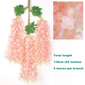 45 inch /3.7ft Wisteria Artificial Flower Bushy Silk Vine Ratta Hanging Garland Decoration Wisteria Flowers