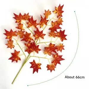 Artificial Maple Leaf Branch Fall Plastic Leaves Green Home Festival Wedding Decoration