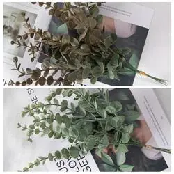 Wholesale Realistic Simulation Plastic Flowers And Green Plants Wedding Crafts Artificial Eucalyptus Bouquet