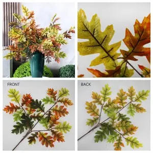 12pcs Artificial Oak Tree Leaves Branch For Plant Wall Background Wedding