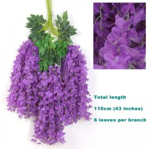 45 inch /3.7ft Wisteria Artificial Flower Bushy Silk Vine Ratta Hanging Garland Decoration Wisteria Flowers
