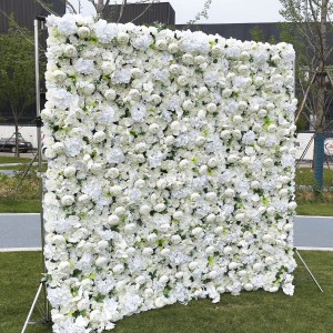 8ft x 8ft Custom 3D 5D Pink White Silk Peony Rose Hydrengea Backdrop Panel Wedding Decoration Artificial Flower Wall