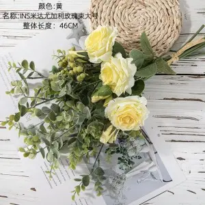 Rose Eucalyptus Wedding Bouquet Table Decoration Flower Artificial Flower Bouquet