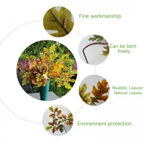 12pcs Artificial Oak Tree Leaves Branch For Plant Wall Background Wedding