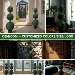 90cm Artificial Trees Boxwood Topiary Ball bonsai grass plants Artificial Boxwood Topiary Tree