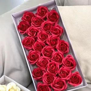 Wholesale 25 Pcs Soap Roses Heads Gift Box Floral Scented Wedding Party Artificial Decorative Soap Flower