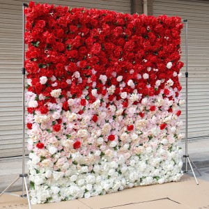 Custom 5D 3D White Rose Hydrangea Roll Up Cloth Flower Wall Wedding Decor Artificial Silk Rose Flower Panel Backdrop Flower Wall