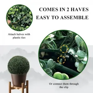 15inch Artificial Grass Ball Decoration Fake Lifelike Boxwood Plant Model Realistic Faux Hanging Display Home Cabinet Greenery Ornament