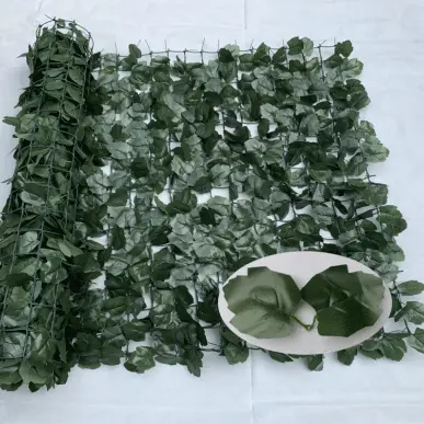 Artificial Grass Rug - Expanding PE laurel leaf willow trellis plastic leaf fence Vertical Expandable Faux Ivy Privacy Fence garden decrative hedges – Deyuan detail pictures