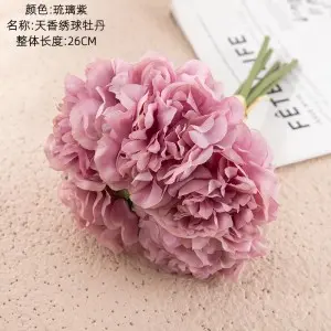 Factory Wholesale Green Hydrangea Peony Bouquet Artificial Flower Home Decoration Wedding Bouquet Faux Flowers