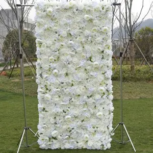 8ft x 8ft Custom 3D 5D Pink White Silk Peony Rose Hydrengea Backdrop Panel Wedding Decoration Artificial Flower Wall