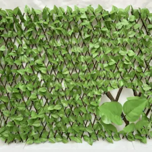Artificial Ivy expandable willow trellis hedge artificial retractable plastic leaves fence