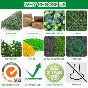 Artificial Boxwood Hedge Faux Foliage Greenery Realistic Wall Backdrop Decoration Photo For Party Wedding