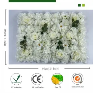 White Flower Wall Backdrop  Artificial Flower Wall Panel Floral Backdrop Decoration Rose Wall for Bridal Shower Wedding Anniversary Birthday Party