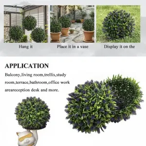 2 PCS 15.7 inch 3 Layers Artificial Plant Topiary Ball Faux Boxwood Decorative Balls for Backyard, Balcony,Garden, Wedding and Home Décor