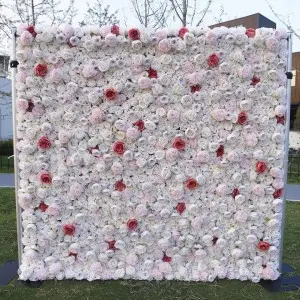 Summer flowers wall artificial white rose 3d hydrangea flower wall backdrop for wedding event stage decoration