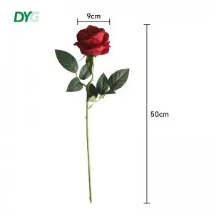 Artificial Red Flowers Pearl Flannel Silk Roses Faux Bridal Wedding Bouquet for Home Garden Party Floral Decor