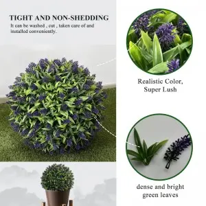 2 PCS 15.7 inch 3 Layers Artificial Plant Topiary Ball Faux Boxwood Decorative Balls for Backyard, Balcony,Garden, Wedding and Home Décor
