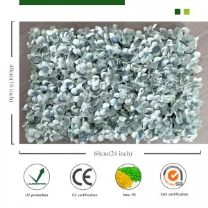 Wholesale Sky Blue Flower Wall Custom Roll Up Artificial Flower Wall Backdrop for Indoor Outdoor Decor 8ft*8ft Flower Wall Decor