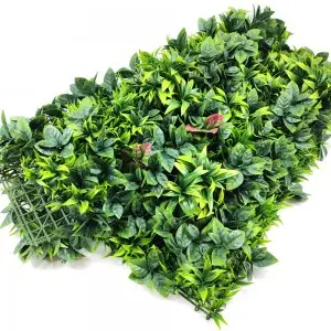 Home Wedding Indoor Faux Tropical Foliage Boxwood Hedges Vertical Artificial Silk Plastic Green Grass Plant Wall Decor