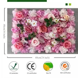 Artificial Flower Wall Backdrop Panels Rose Wedding Backdrop 3D Floral Wall for Party Baby Shower Bridal Wedding Background Decor