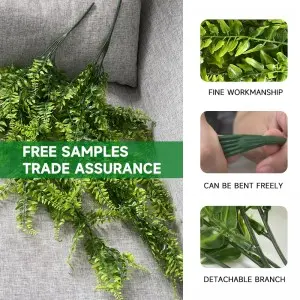 Outdoor Home Decoration Wall Hanging Plastic Plants Greenery Faux Persian Grass Leaf Artificial Hanging Plant