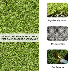 Green Patchwork Artificial Grass Carpet Interlocking Turf Decking Tiles for Outdoor Landscaping Garden