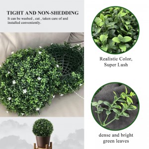 Faux Topiary Boxwood Plant  Artificial Boxwood Topiary Plant Balls for Indoor & Outdoor Decorations, UV Resistant Decorative Boxwood Garden Spheres for Backyard Porch & Balcony Decor