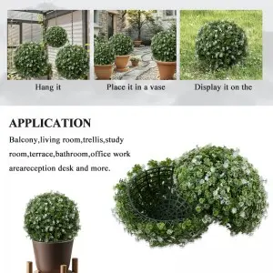 2 PCS 4 Layers Artificial Plant Topiary Ball, UV Resistant Artificial Topiary Ball for Outdoor/Indoor, Front Porch, Wedding, Christmas Décor