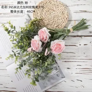Rose Eucalyptus Wedding Bouquet Table Decoration Flower Artificial Flower Bouquet