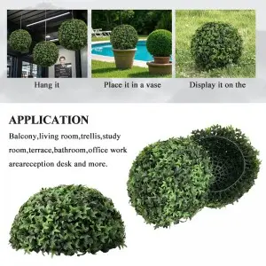 Artificial Plant Boxwood Topiary Balls UV Protected Faux Plants Decorative Balls for Outdoor Patio Garden Balcony