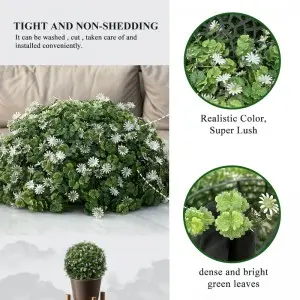 2 PCS 4 Layers Artificial Plant Topiary Ball, UV Resistant Artificial Topiary Ball for Outdoor/Indoor, Front Porch, Wedding, Christmas Décor