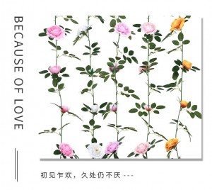 Artificial Flower Garland 12 White Rose Hanging Flowers Garland 90inch Garland Realistic Vine for Home weddinggardenDecoration