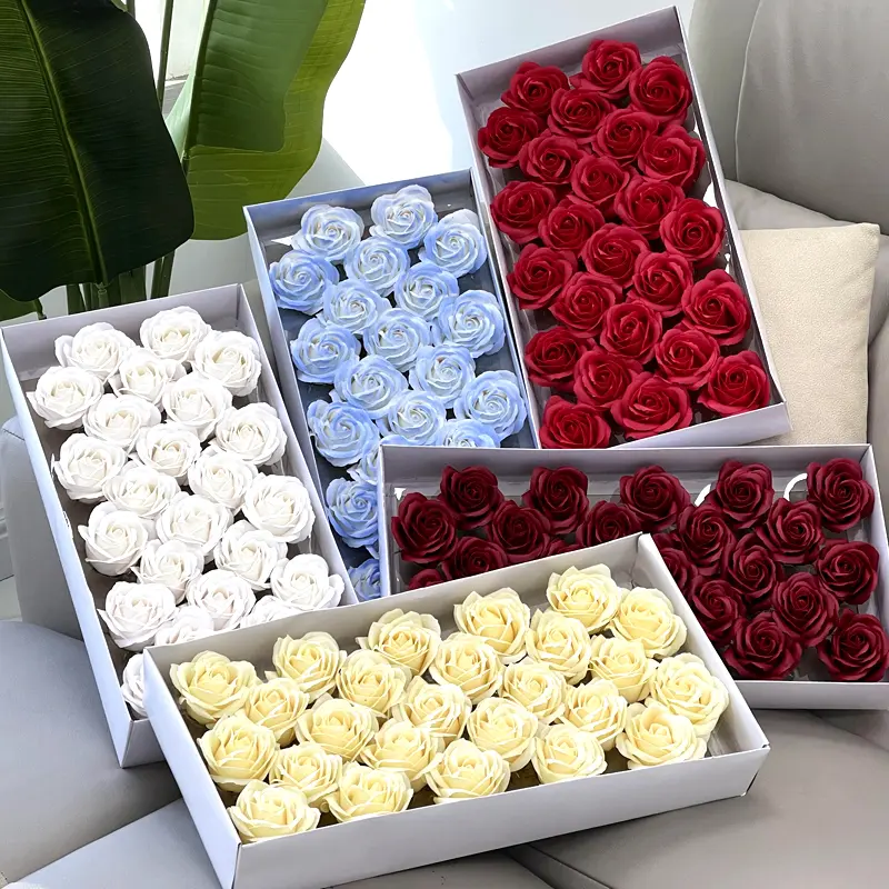 Wholesale 25 Pcs Soap Roses Heads Gift Box Floral Scented Wedding Party Artificial Decorative Soap Flower Featured Image